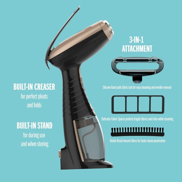 Conair Handheld Garment Steamer for Clothes, Turbo ExtremeSteam 1875W, Portable Handheld Design, Strong Penetrating Steam, White / Champagne
