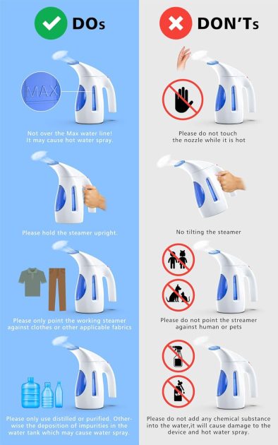 Hilife Steamer for Clothes, Portable Handheld Design, 240ml Big Capacity, 700W, Strong Penetrating Steam, Removes Wrinkle, for Home, Office and Travel(ONLY FOR 120V) (Blue)